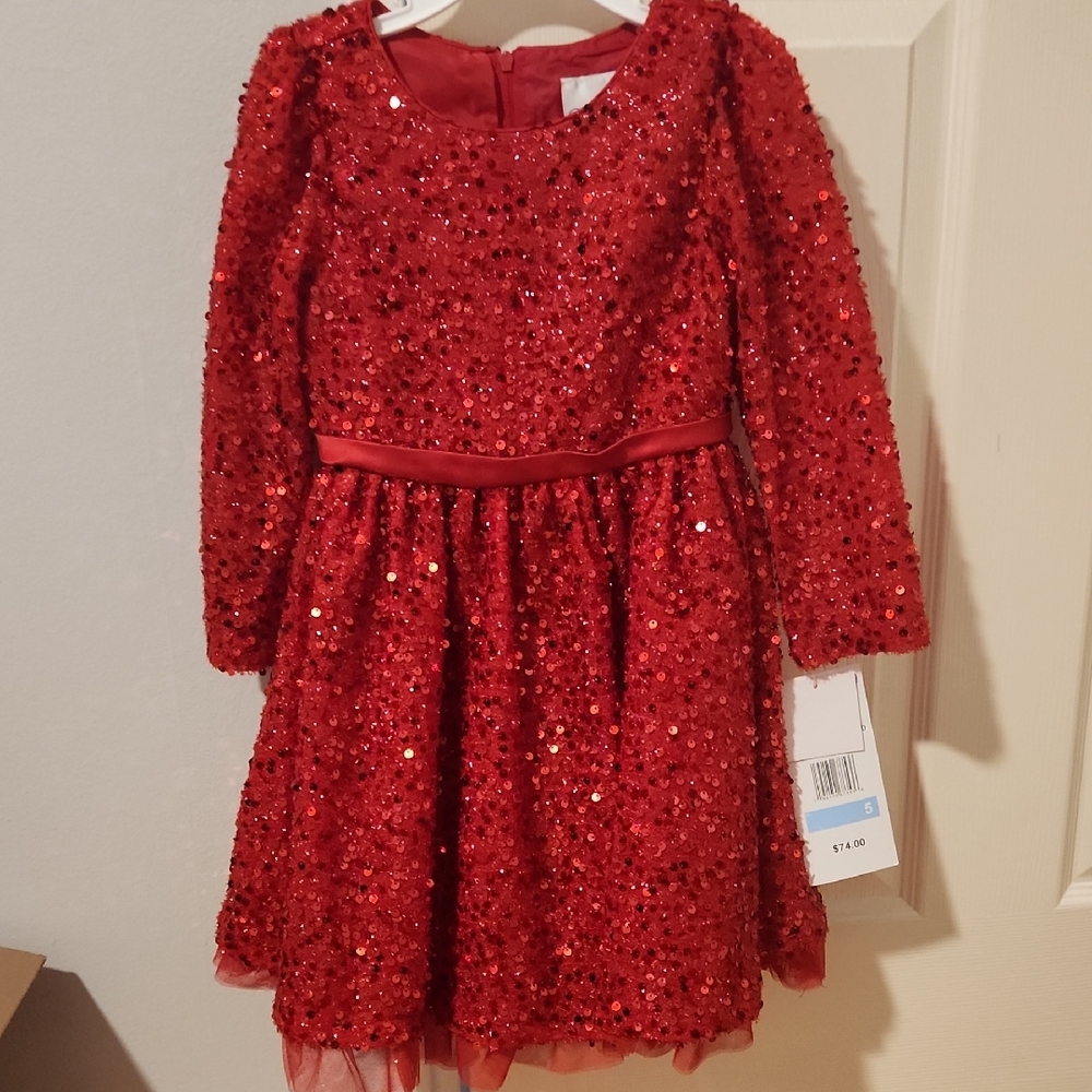Rare Editions Glittering Red Kids Dress